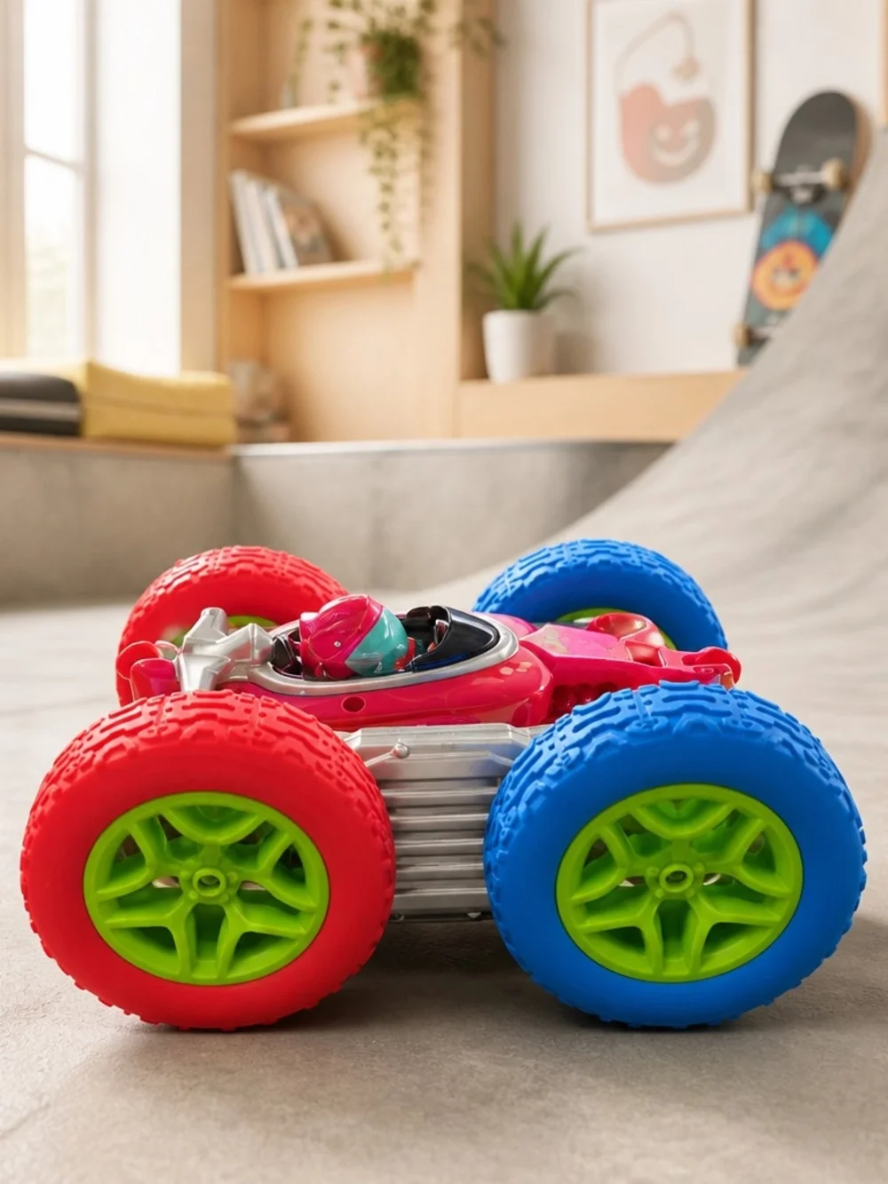 Tumbling Stunt Car Kids Toy - Red, Blue & Green